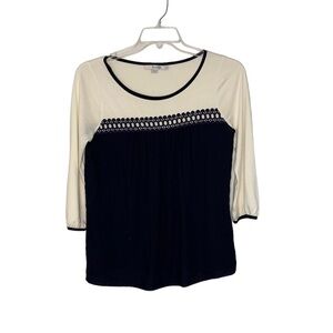 Boden, navy and cream, 3/4 sleeve women’s shirt, size 8‎